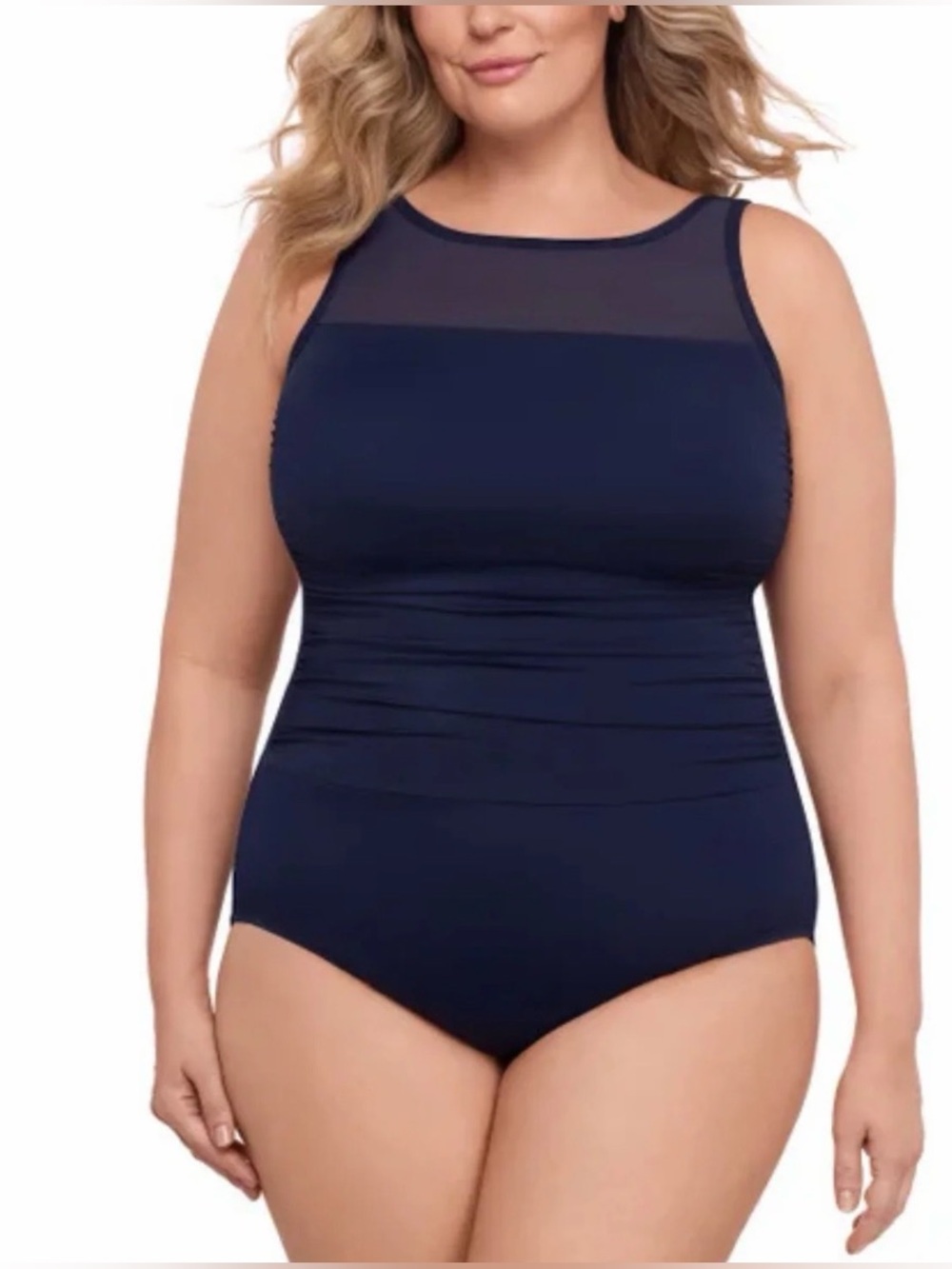 Miraclesuit Plus Size 16 Navy Blue Bathing Suit One Piece NWT New Tummy Control